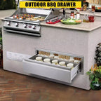 Tiroirs de cuisine extérieure, tiroir de barbecue en acier inoxydable avec séparateur - Encastré pour îlots de barbecue