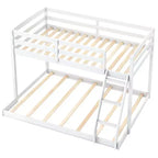 Lit superposé double Costway avec échelle intégrée et barrières de sécurité, bois massif gris/blanc