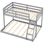 Lit superposé double Costway avec échelle intégrée et barrières de sécurité, bois massif gris/blanc
