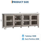 Meuble TV pour 65 pouces, meuble de divertissement élégant avec armoire de rangement et 4 portes coulissantes en verre, console TV moderne pour salon, chambre à coucher