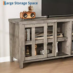 Meuble TV pour 65 pouces, meuble de divertissement élégant avec armoire de rangement et 4 portes coulissantes en verre, console TV moderne pour salon, chambre à coucher