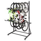 Bike Rack, Freestanding Vertical Storage for 5 Bicycles - 300 Lbs Capacity Adjustable Height Indoor Rack, Black