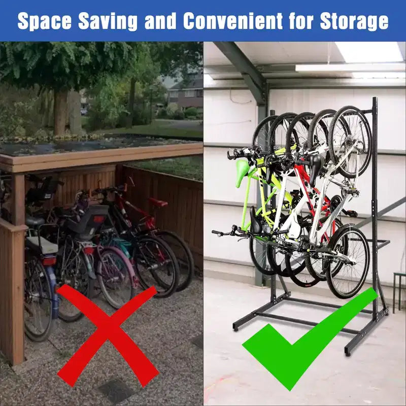 Support à vélos, rangement vertical autoportant pour 5 vélos - Capacité de 136 kg, hauteur réglable, support intérieur, noir