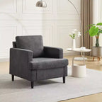 Acekool Modern Oversized Accent Chair, Linen Upholstered Armchair with Thick Cushion, Cozy Mid-Century Chair for Living Room Bedroom, Gray