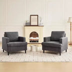 Fauteuil d'appoint moderne surdimensionné, fauteuil rembourré en lin avec coussin épais, fauteuil confortable de style Mid-Century pour salon ou chambre à coucher, gris