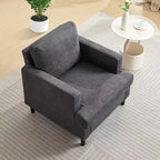 Fauteuil d'appoint moderne surdimensionné, fauteuil rembourré en lin avec coussin épais, fauteuil confortable de style Mid-Century pour salon ou chambre à coucher, gris