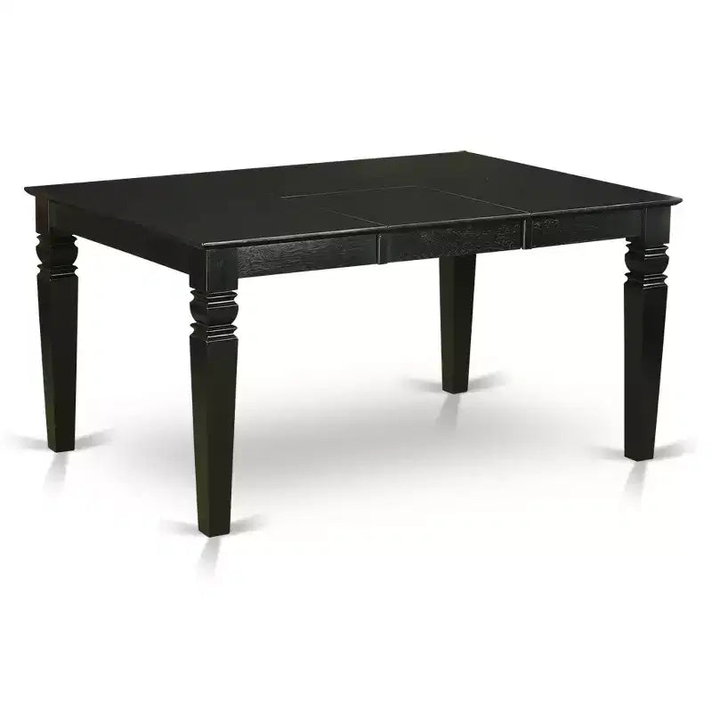 HomeStock Belmont Ensemble de salle à manger 7 pièces comprenant une table de cuisine rectangulaire avec rallonge papillon et six chaises Parson en tissu beige clair, finition noire