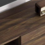 Meuble TV industriel pour téléviseur de 75 pouces, centre de divertissement naturel avec 2 tiroirs et pieds de support robustes, meuble TV en bois