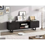Meuble TV industriel pour téléviseur de 75 pouces, centre de divertissement naturel avec 2 tiroirs et pieds de support robustes, meuble TV en bois