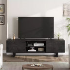 Industrial TV Stand for 75 Inch, Natural Entertainment Center with 2 Drawers and Heavy Duty Support Leg, Wooden Media Cabinet TV Console Table