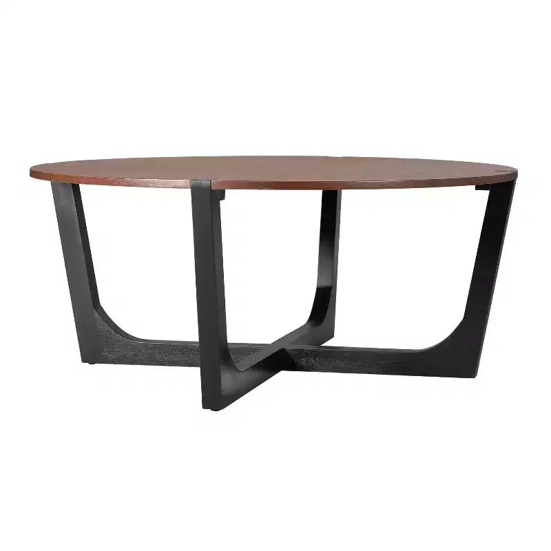 Lot de 2 tables basses, table basse ronde, table d'appoint, table d'appoint, table d'appoint pour canapé, marron et noir - ModernLuxe