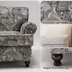 Fauteuil tapissé de fleurs - Tissu chenille, fauteuil confortable pour salon, chambre ou bureau