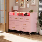 Commode à 8 tiroirs Meuble TV avec station de charge - Meuble de rangement noir pour chambre à coucher et salon