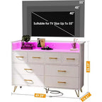 Commode à 8 tiroirs Meuble TV avec station de charge - Meuble de rangement noir pour chambre à coucher et salon