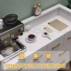 Commode à 8 tiroirs Meuble TV avec station de charge - Meuble de rangement noir pour chambre à coucher et salon
