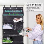 Range-chaussures à suspendre à la porte, convient pour 20 paires, organisateur de chaussures anti-poussière à suspendre pour porte de placard, 20 grandes poches et 4 crochets métalliques