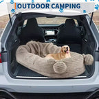 Lit pour chien humain, 180 x 114 x 30 cm, grand lit pour chien avec couverture, poches de rangement, poignée portable, housse amovible, lit pour animal de compagnie taille humaine pour adulte