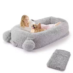 Lit pour chien humain, 180 x 114 x 30 cm, grand lit pour chien avec couverture, poches de rangement, poignée portable, housse amovible, lit pour animal de compagnie taille humaine pour adulte