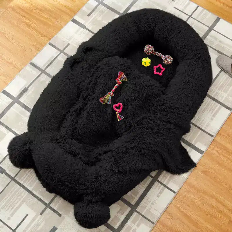 Lit pour chien humain, 180 x 114 x 30 cm, grand lit pour chien avec couverture, poches de rangement, poignée portable, housse amovible, lit pour animal de compagnie taille humaine pour adulte