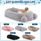 Lit pour chien humain, 180 x 114 x 30 cm, grand lit pour chien avec couverture, poches de rangement, poignée portable, housse amovible, lit pour animal de compagnie taille humaine pour adulte
