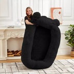 Lit pour chien humain, 180 x 114 x 30 cm, grand lit pour chien avec couverture, poches de rangement, poignée portable, housse amovible, lit pour animal de compagnie taille humaine pour adulte