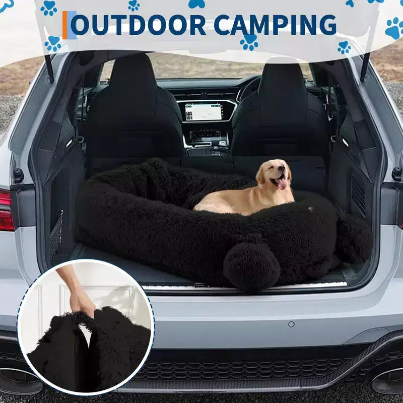 Lit pour chien humain, 180 x 114 x 30 cm, grand lit pour chien avec couverture, poches de rangement, poignée portable, housse amovible, lit pour animal de compagnie taille humaine pour adulte