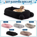 Lit pour chien humain, 180 x 114 x 30 cm, grand lit pour chien avec couverture, poches de rangement, poignée portable, housse amovible, lit pour animal de compagnie taille humaine pour adulte