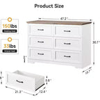 Commode à 5 ou 6 tiroirs pour chambre à coucher, commode de style rustique moderne en bois, meuble de rangement pour chambre, salon, chambre d'enfant.