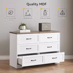 Commode à 5 ou 6 tiroirs pour chambre à coucher, commode de style rustique moderne en bois, meuble de rangement pour chambre, salon, chambre d'enfant.