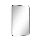 Miroir de salle de bain mat, miroir de courtoisie rectangulaire arrondi pour au-dessus de l'évier, miroir mural, verre trempé HD et cadre en aluminium antirouille