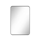 Miroir de salle de bain mat, miroir de courtoisie rectangulaire arrondi pour au-dessus de l'évier, miroir mural, verre trempé HD et cadre en aluminium antirouille