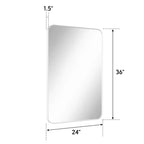 Miroir de salle de bain mat, miroir de courtoisie rectangulaire arrondi pour au-dessus de l'évier, miroir mural, verre trempé HD et cadre en aluminium antirouille
