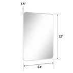 Miroir de salle de bain mat, miroir de courtoisie rectangulaire arrondi pour au-dessus de l'évier, miroir mural, verre trempé HD et cadre en aluminium antirouille