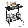 Karl Home Rolling & Height Adjustable Computer Desk Laptop Table Side Table End Table with with Charging Station, 2 USB Ports