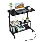 Karl Home Rolling & Height Adjustable Computer Desk Laptop Table Side Table End Table with with Charging Station, 2 USB Ports