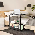 Table d'appoint à roulettes et réglable en hauteur pour ordinateur portable avec station de charge et 2 ports USB
