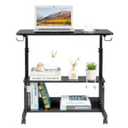 Table d'appoint à roulettes et réglable en hauteur pour ordinateur portable avec station de charge et 2 ports USB
