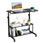 Table d'appoint à roulettes et réglable en hauteur pour ordinateur portable avec station de charge et 2 ports USB