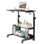 Table d'appoint à roulettes et réglable en hauteur pour ordinateur portable avec station de charge et 2 ports USB