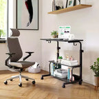 Table d'appoint à roulettes et réglable en hauteur pour ordinateur portable avec station de charge et 2 ports USB