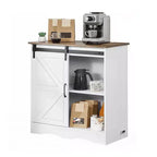 VEVOR Coffee Bar Cabinet, 31.5 x 13.8 x 31.5 in Farmhouse Coffee Bar Cabinet with 3-Tier Storage, Coffee Bar Table with Barn Door, White