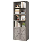 Bibliothèque en bois de ferme à 6 étagères de 181 cm avec portes, meuble de rangement industriel pour chambre à coucher, salon et bureau