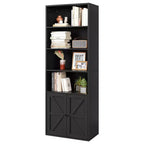 Bibliothèque en bois de ferme à 6 étagères de 181 cm avec portes, meuble de rangement industriel pour chambre à coucher, salon et bureau