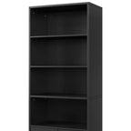 Bibliothèque en bois de ferme à 6 étagères de 181 cm avec portes, meuble de rangement industriel pour chambre à coucher, salon et bureau