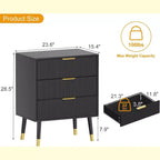 Commode moderne à 3 tiroirs - Grande table de chevet et rangement pour chambre et salon