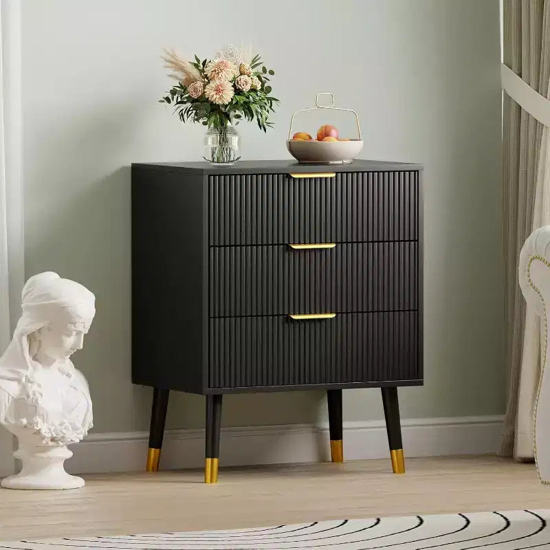 Commode moderne à 3 tiroirs - Grande table de chevet et rangement pour chambre et salon