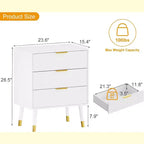 Commode moderne à 3 tiroirs - Grande table de chevet et rangement pour chambre et salon