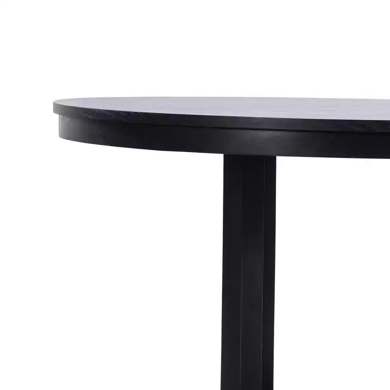 Table à manger de ferme en bois massif 52 x 52 avec plateau rond texturé et piètement en X pour salles à manger modernes et réunions de famille Noir