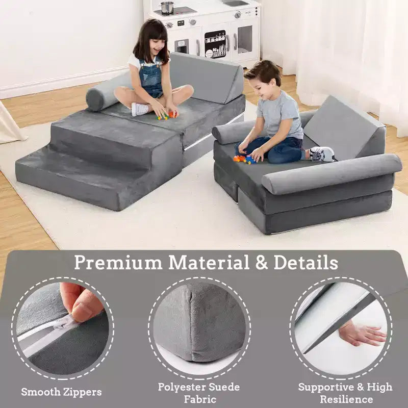 Canapé modulaire pour enfants 13 pièces, canapé pour tout-petits pour garçons et filles créatifs, canapé de jeu modulaire convertible pour enfants, canapé pour enfants pour salle de jeux, 56,7x28,35