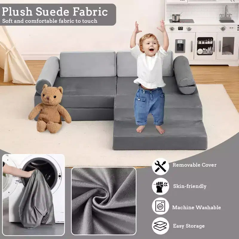 Canapé modulaire pour enfants 13 pièces, canapé pour tout-petits pour garçons et filles créatifs, canapé de jeu modulaire convertible pour enfants, canapé pour enfants pour salle de jeux, 56,7x28,35